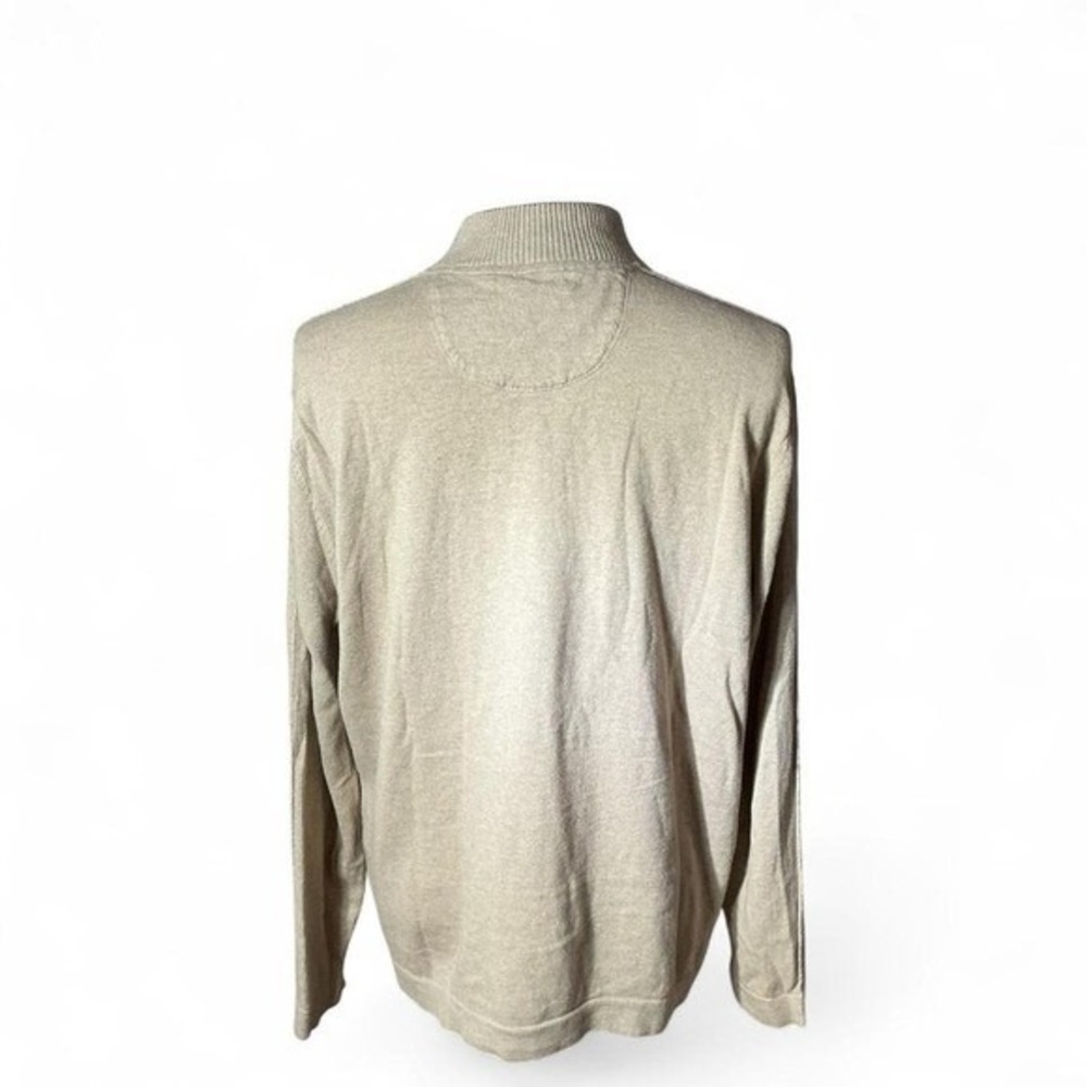 Tommy Bahama Cotton Cashmere Quarter Zip Sweater Men XL Tan 134-T40057 Mock Neck - Picture 2 of 6